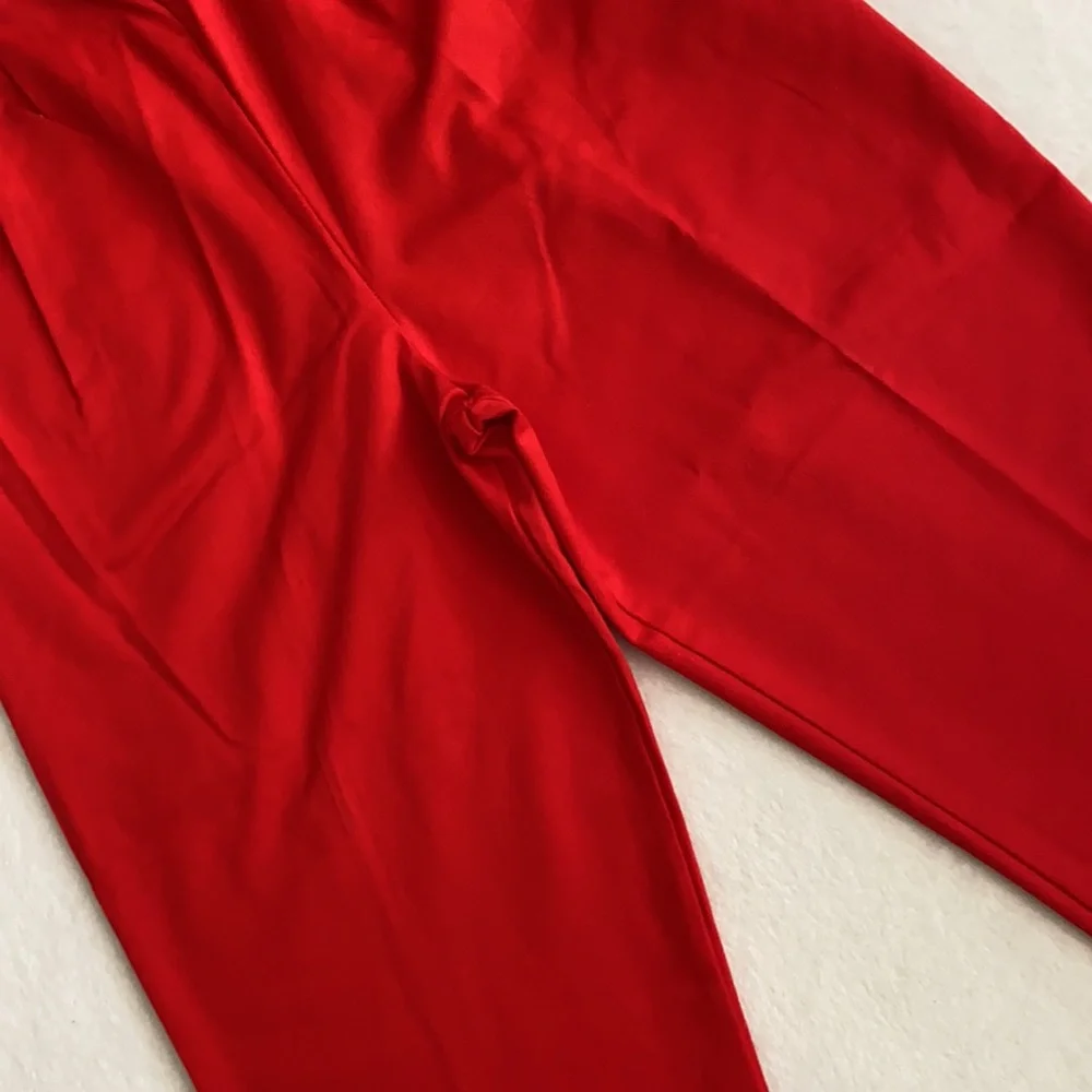 {VTG} The Frog Pond | 80s Embroidered Flags High Waisted Pleated Capri Pants Red - Picture 5 of 16